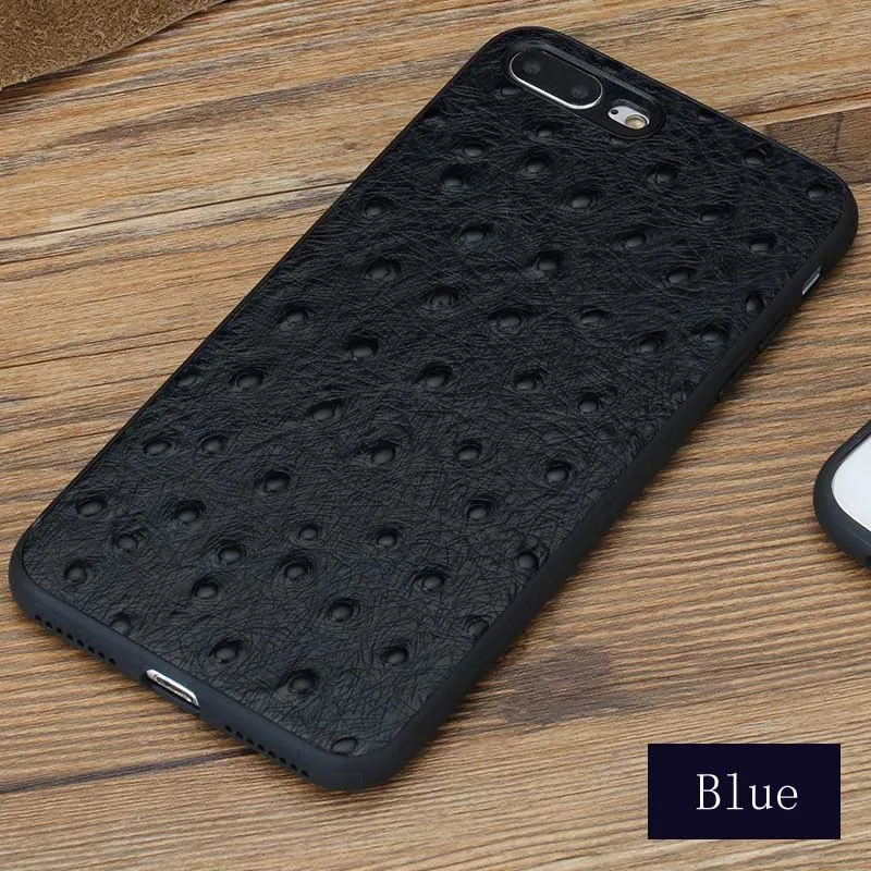 Синий Роскошный кожаный чехол для телефона iPhone 7plus 8plus Страусиная текстура мягкая оболочка противоударный чехол для X XR XS MAX 6S Plus X5 5S SE - Цвет: Синий