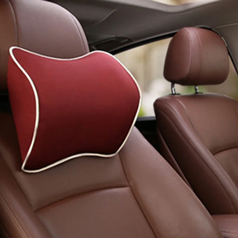 Подголовник сиденья автомобиля памяти хлопок подушка для VW Polo 9n 6r Routan Santana Scirocco Sharan Tiguan Touareg T-Roc vento t5 t3 t4 t6 - Цвет: Wine red