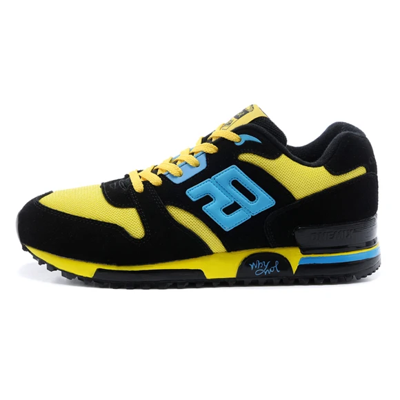 Onemix/спортивная обувь для мужчин на воздушной подушке, легкие кроссовки с трикотажной сеткой, амортизирующие кроссовки для бега на открытом воздухе, прогулочная обувь - Цвет: black yellow