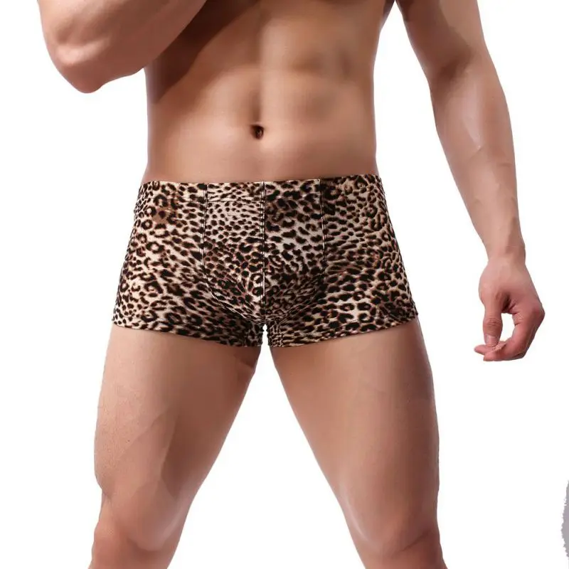 Мужские трусы-боксеры с леопардовым принтом мягкие дышащие мужские модные дизайнерские стрейчевое нижнее белье трусы