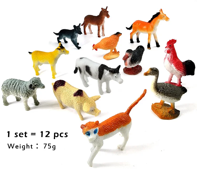 Мини Китайский Зодиак Дракон Обезьяна лошадь кошка собака овца курица утка модель животного на ферме фигурка Горячая набор игрушка для детей подарок