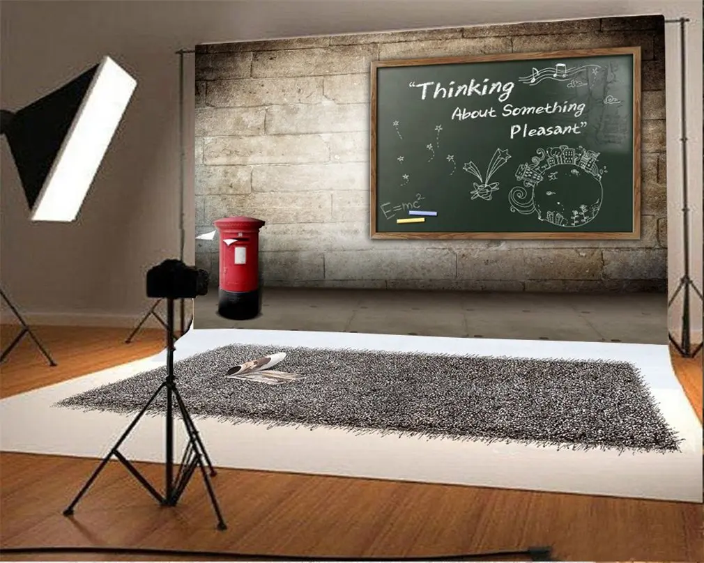 

Photography Backdrop Back to School Blackboard Pencils Weathered Brick Wall Photo Background