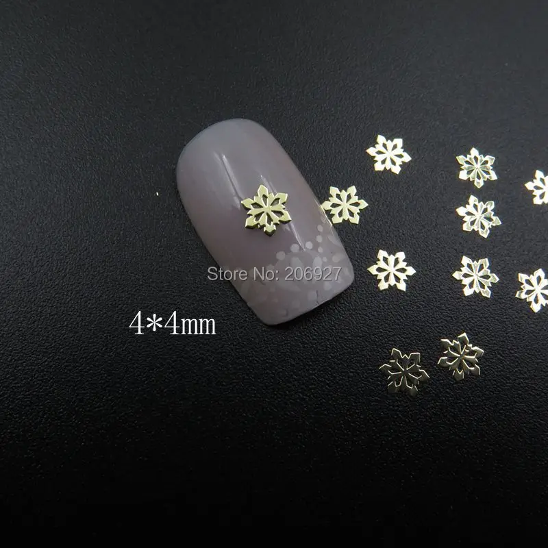MS362-2 100 шт Золотая Милая Снежинка металлическая наклейка Металлизированное украшение для ногтей Наклейка для дизайна ногтей не клейкая наклейка