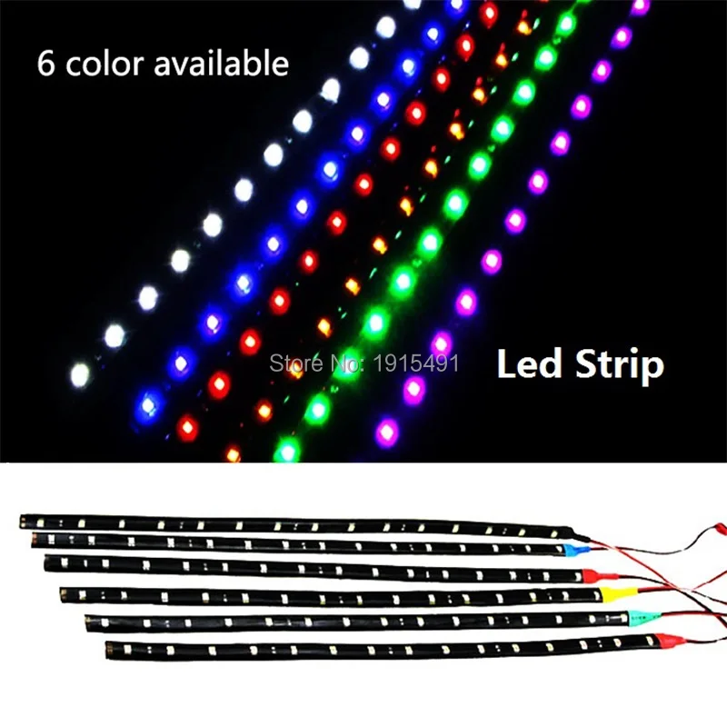 1Pcs 6 Colors 30cm High Power Flexible LED Strip light Ribbon DRL Waterproof 3528 SMD 15LEDs