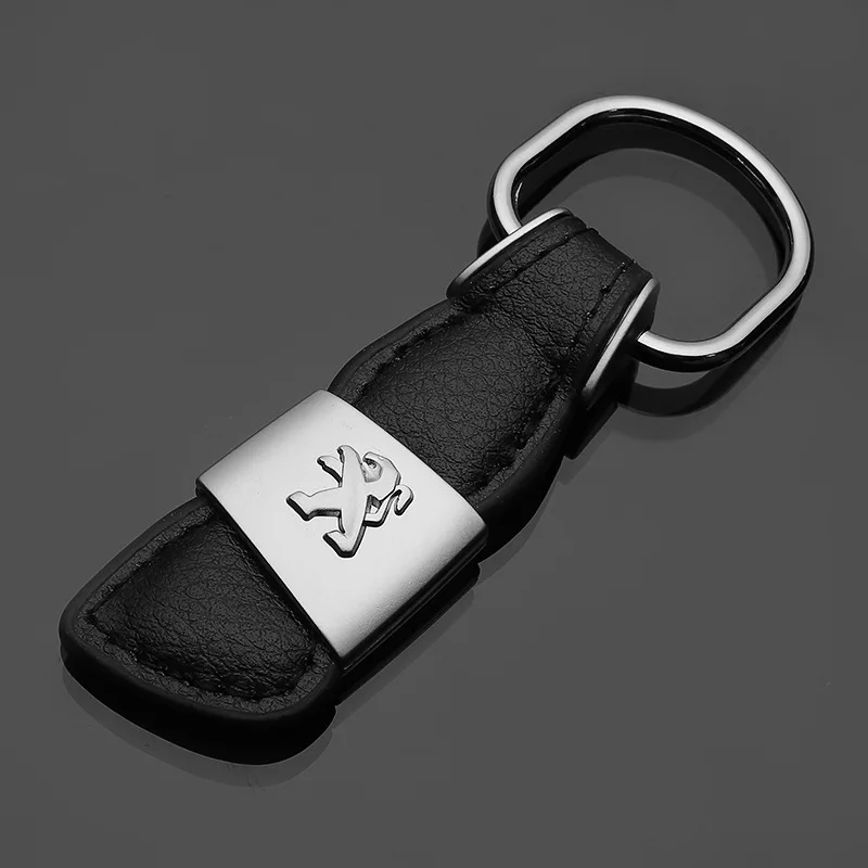 

Genuine Leather AUTO Key Chain,Luxury Premium Cowhide,Car Logo Keyring Keychain Key fob For Peugeot