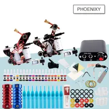 Профессиональный набор татуировки 2 машинки для татуировок набор черных силовых насадки для тату пигмент татуировки перманентный макияж комплект татуажных игл