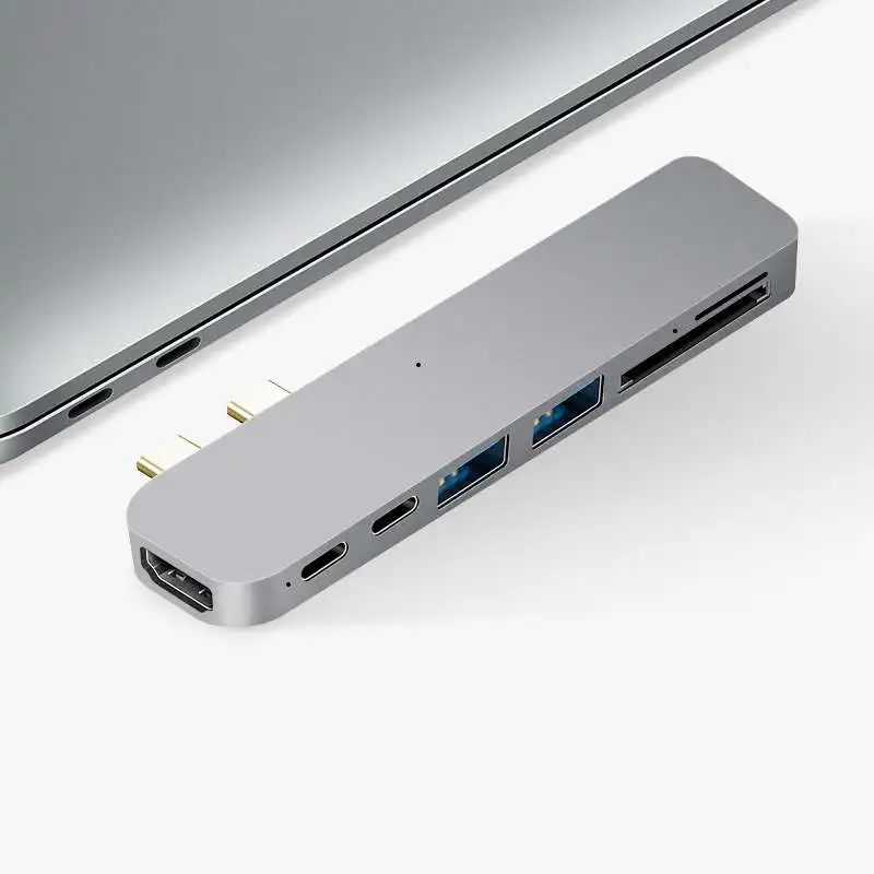 7 в 1 2 Usb порта двойной тип c концентратор док станция Поддержка 4k x 2k Hdmi Sd/Tf
