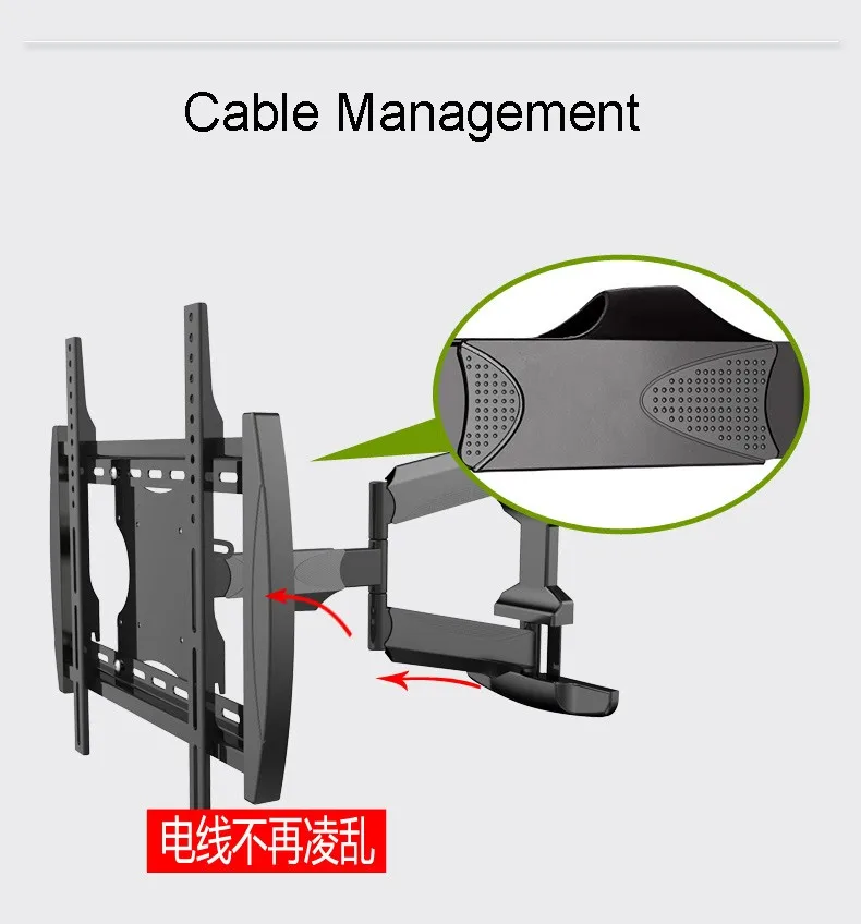 32-60 дюймов полное движение ТВ настенное крепление 6 поворотных рычагов кронштейн с кабельным управлением