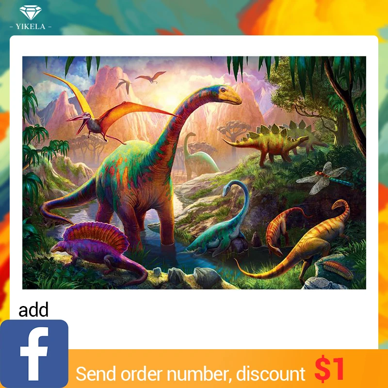 

Full Square DIY 5D Diamond Painting Long Necked Dinosaur Picture Of Rhinestone Mosaic Diamond Embroidery Home Decor Gifts