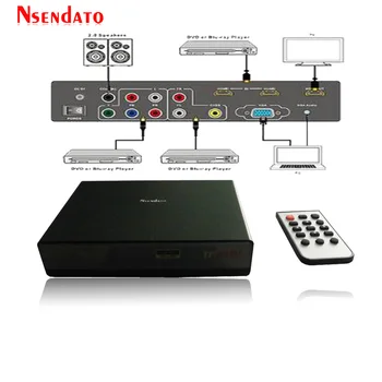 

6 In 1 Analog VGA RCA Component YPbPr USB HDMI All To HDMI 4K HD Converter Switcher Up to 4kx2k With 30Hz IR Remote Controller