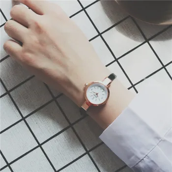 

2018 women creative slim strap wristwatch brief design elegance fashion quartz lady watches small dial leather bracelet watch