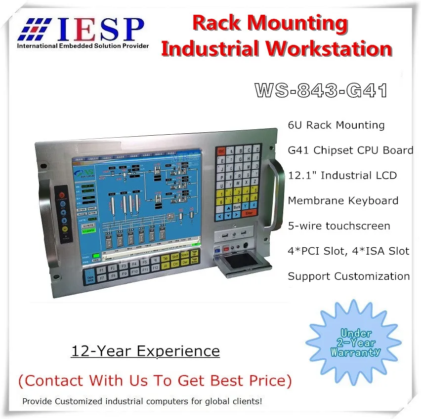 

6U 19" Rack Mount Industrial Workstation, E5300 (2M Cache, 2.60 GHz), 4GB Memory, 500GB HDD, 4xPCI,4xISA
