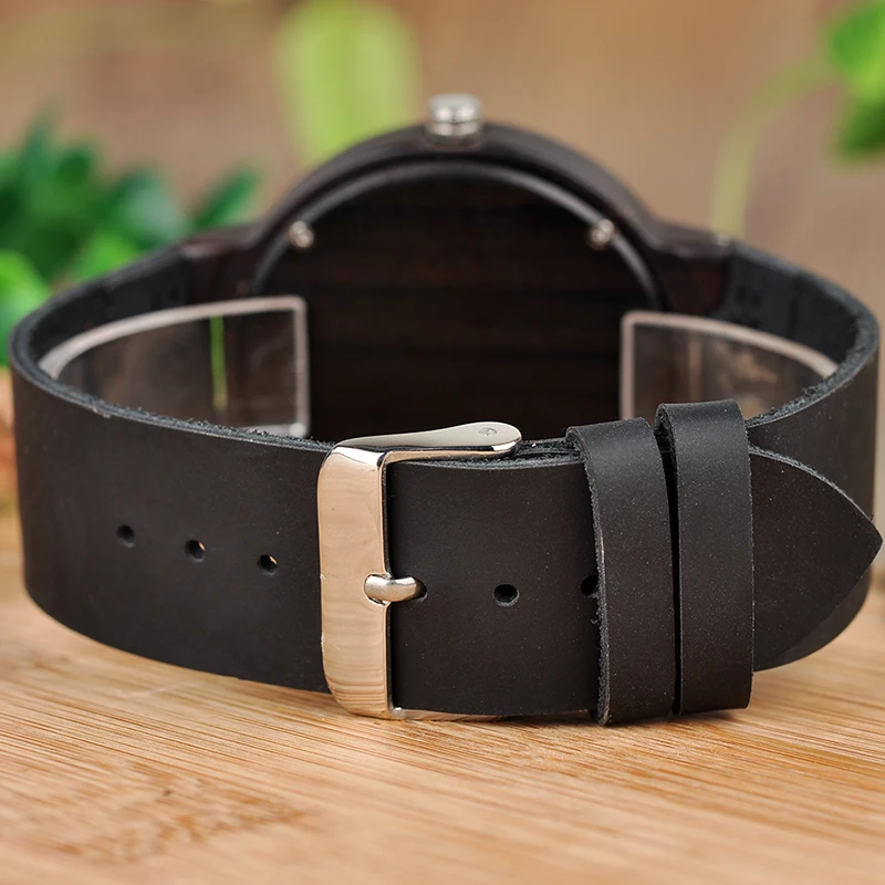 BOBO BIRD Men Watch Minimalist Original Wooden Watches Glassic Black Wristwatch as Gift for Men