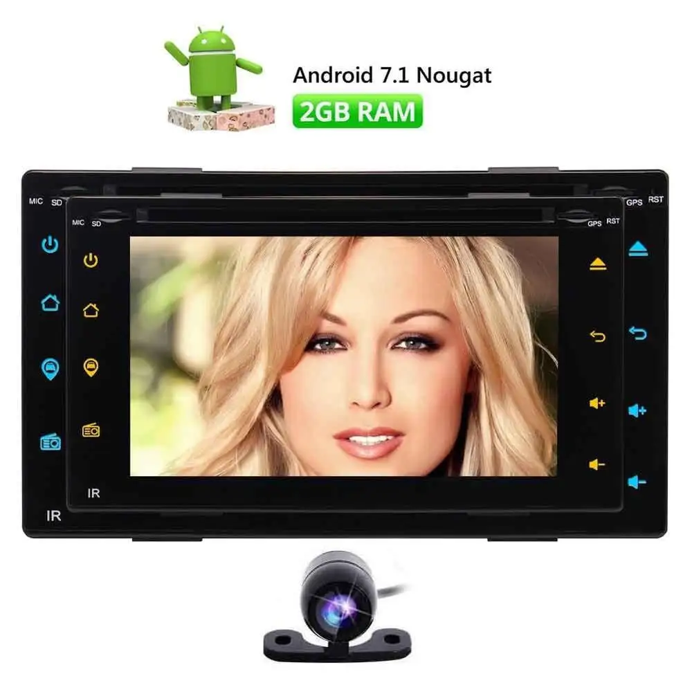 

Wifi Android 7.1 Car DVD CD player 2 din Stereo Navigation support Bluetooth OBD Subwoofer USB with Free Camera&Remote Control