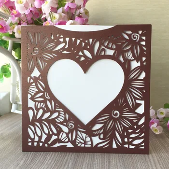 

40pcs/lot Laser Cut Hollow Out Flower Invitations Card Wedding Invitations Greeting Blessing Card Birthday Party Favor