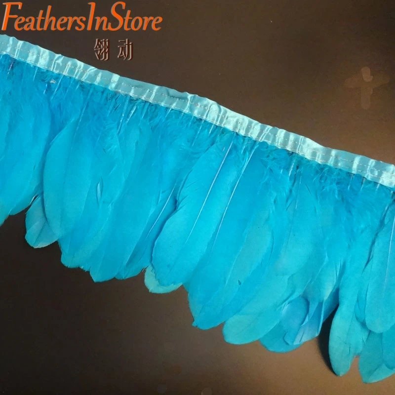 Разноцветное украшение из гусиных перьев 2 метра/шт окрашенное гусиное перо ленты/15-18 см украшение из гусиных перьев
