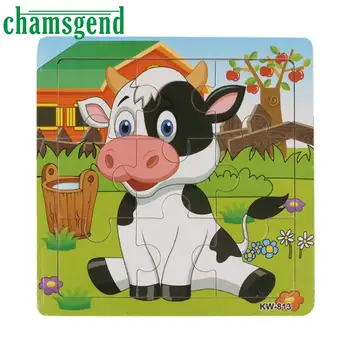 Modern CHAMSGEND Cartoon Baby Puzzle Set Toys Wooden Education Learning tools Toy For Kids Cow Frog Bee Drop Shipping H31