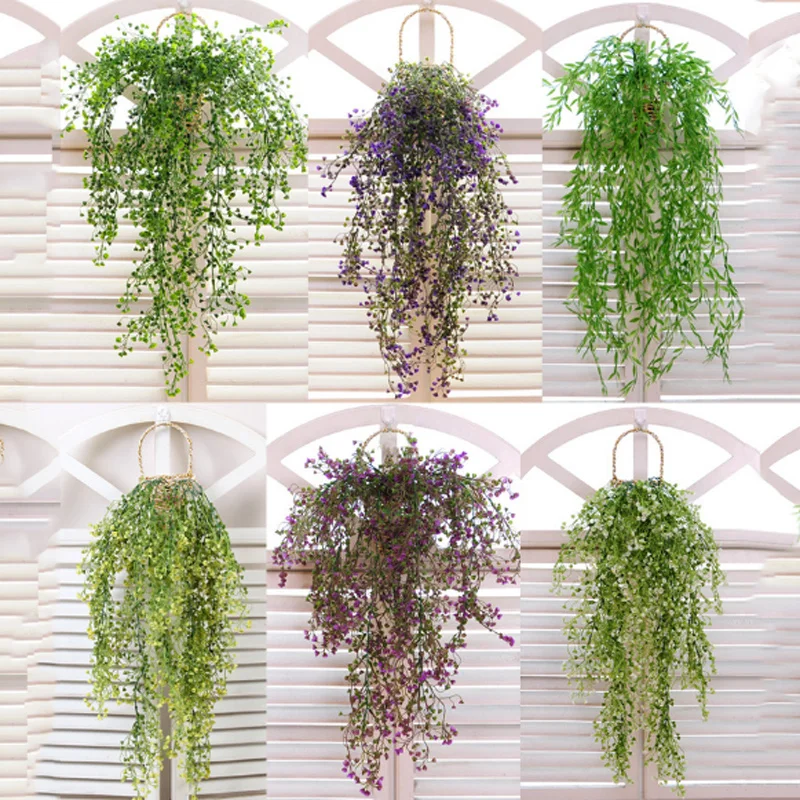 1pc Artificial Silk Hanging Vine Plant Leaves for Home Garden Wall