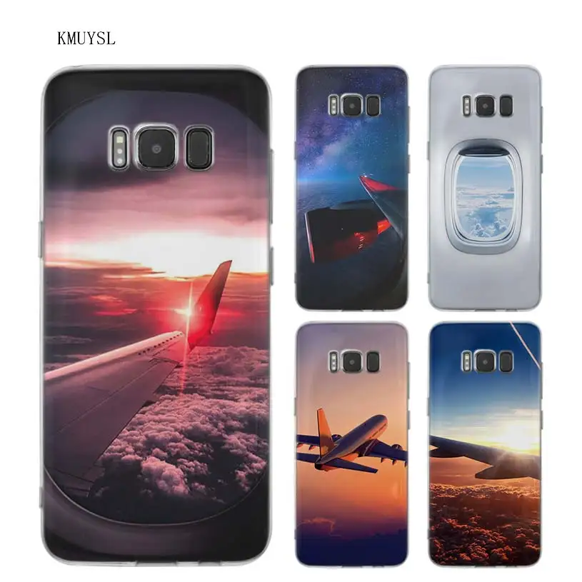 

KMUYSL aircraft plane airplane aeroplane TPU Transparent Soft Case Cover Shell Coque for Samsung Galaxy S9 S8 Plus S7 S6 Edge