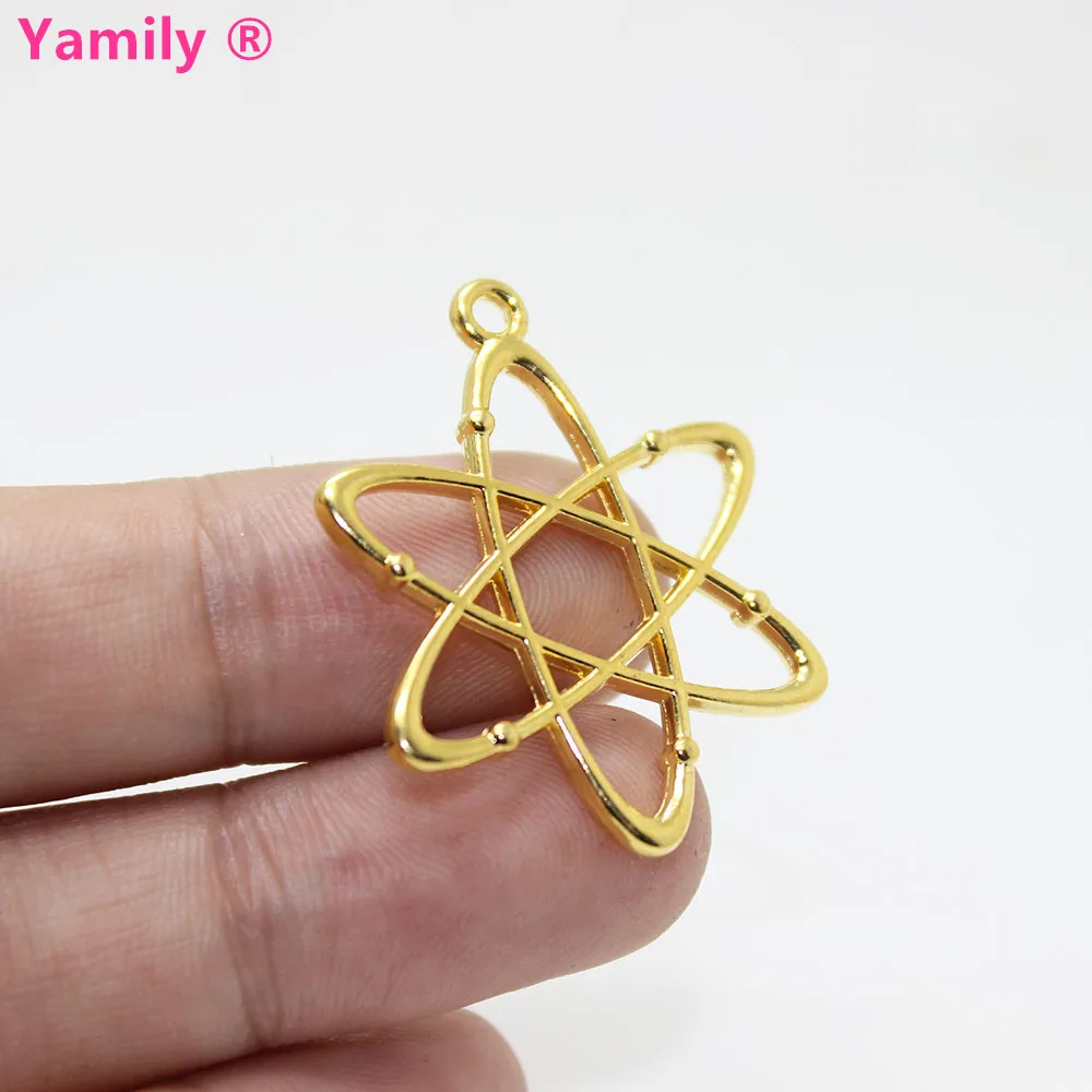 Yamily 15 шт. 33*26 мм Золотой тональный Atom химические шармы научный Шарм Кулон для