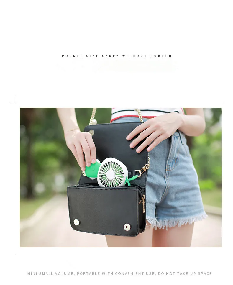 Pocket Fan Mini size Portable Grass shape USB Rechargeable Led Lighting Handheld Fan (8)