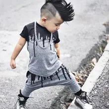 Комплект летней одежды для новорожденных мальчиков и девочек, футболка с короткими рукавами комплект с длинными штанами