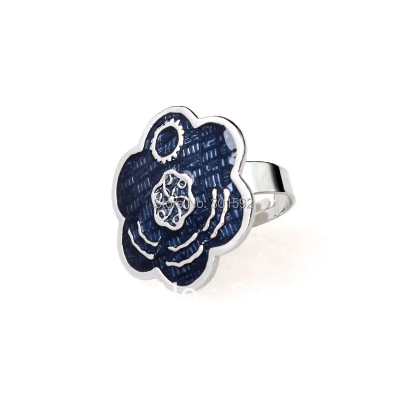 

High Quality Alloy Round Flower Enamel Finger rings Rhinestones ring Fashion Jewelry Wholesale J41