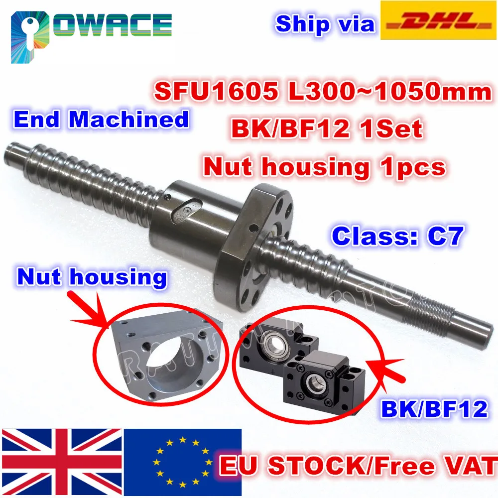 EU Ship SFU1605 Сферический винт фрезерный/500 мм/600 мм/800 мм/1050 мм Концевая обработанная и
