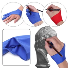 Перчатки для рисования художника для любого графического планшета для рисования черные 2 пальца противообрастающие как для правой, так и для левой руки черные 3 размера