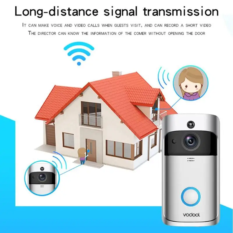 Vodool V5 Смарт Wi-Fi видео звонок 720 p визуальный вызова домофонный дверной Звонок