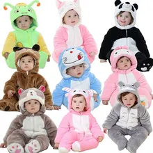 Детские комбинезоны с капюшоном, зимний фланелевый комбинезон с рисунком животных для детей от 0 до 24 месяцев, пижама для мальчиков и девочек, одежда для сна, ремни для мобильного телефона