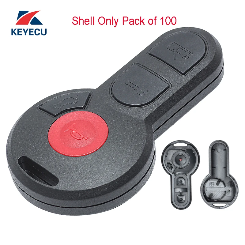 KEYECU 100X Replacement Remote Car Key Shell Case Fob for VW Volkswagen