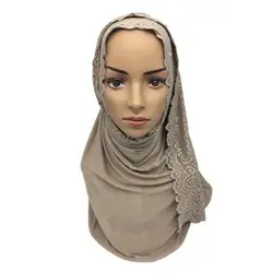 Новый кружева цветок горячей сверла платок мусульманские Модальные Чистый хлопок Аравия леди шарф