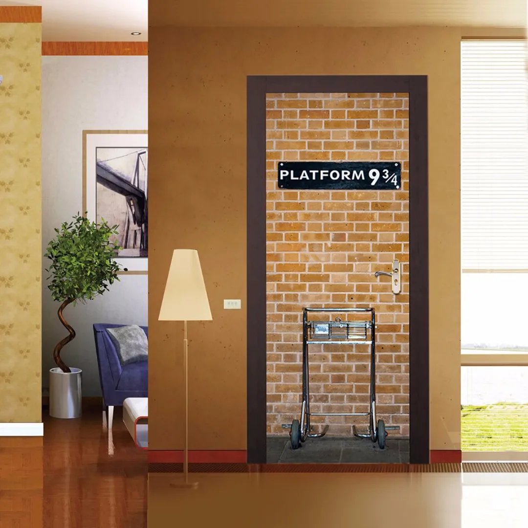 JX-LCLYL 77*200cm 3D Harry Potter Platform 9 3/4 Door Wall Sticker Art Self Adhesive Mural Decor