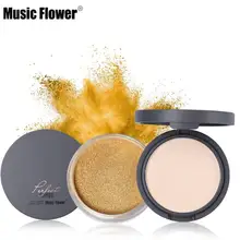 1 комплект Music Flower брендовая основа для макияжа комплект идеальная расческа рассыпчатая пудра+ рассыпчатая пудра контроль выработки кожного жира с гладкой текстурой выполнена косметика