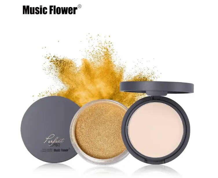 

1 Set Music Flower Brand Face Base Makeup Sets Perfect Comb Pressed Powder+Loose Powder Oil-control Smooth texture Cosmetics