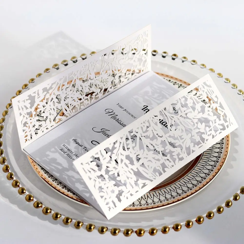  10PCS European Bow Hollow Invitations Holiday Marriage Invitations Vintage Wedding Gift Greeting Ca - 33024789731