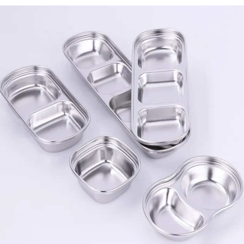 

SUS 304 Stainless Steel Pepper Roast Meat Sauce Dishes bowl Separate Sushi Vinegar Soy Plates Tableware Food Seasoning Tray