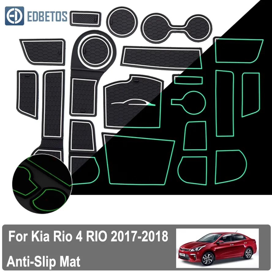 Для Kia Rio 4 X-Line RIO- резиновый дверной коврик, слот для ворот, Нескользящие коврики, Kia Rio, Нескользящие коврики, внутренняя дверная накладка, чашка