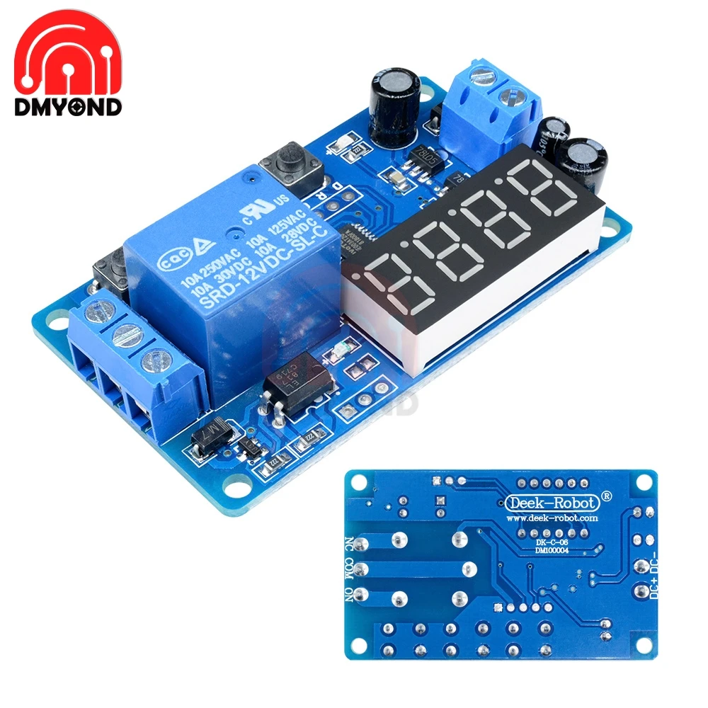

LED Display Digital Delay Timer Control Switch Relay Module DC 12V PLC Automation 3 Button 4 Digit Digital Tube Red