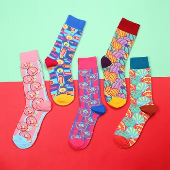 

Streetwear Harajuku Women Socks Candy Color Crazy Party Pattern Cute Socks Funny Art Happy Socks Women Man Fashion Skarpetki