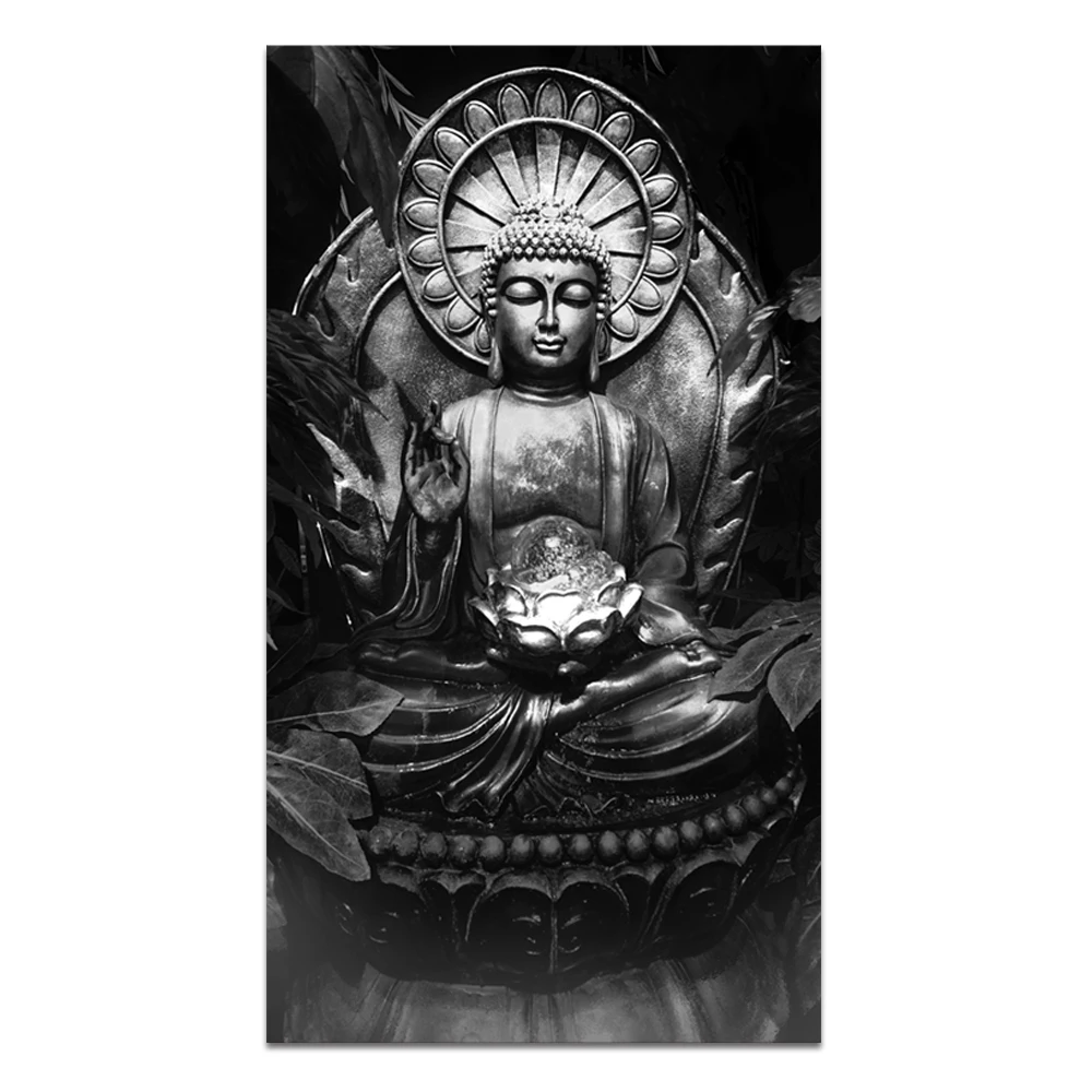 

1 Piece Buddha Black and White Painting HD Printed Canvas Murals Wall Pictures for Hotel and Living Room Decor No Frame/ 50x90cm