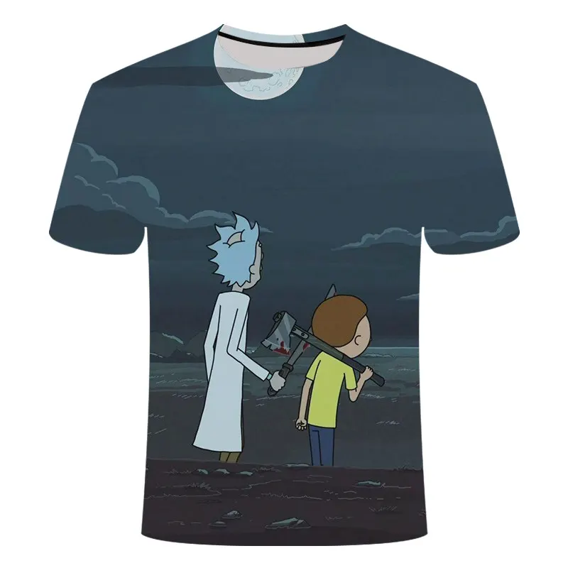 Rick and Morty/Новая забавная футболка с аниме, Мужская 3D футболка, Летняя короткая футболка, мужские топы с круглым вырезом, крутые аниме, с изображением неба - Цвет: TX146