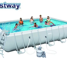 1,32 Bestway 3,66x6,71x56471 m(22'x12'x5") power стальная прямоугольная рама бассейн набор с песочным фильтром, лестница безопасности, коврик и крышка