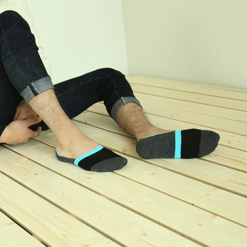 5 пар/лот новые летние хлопковые мужские носки в широкую полоску дышащие незаметные силикагель низкие носки мужские крутые носки