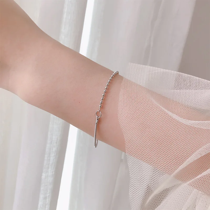 

Small crowd design rose gold bracelet female Korean version silver-plated students simple net red personality snake bone chain