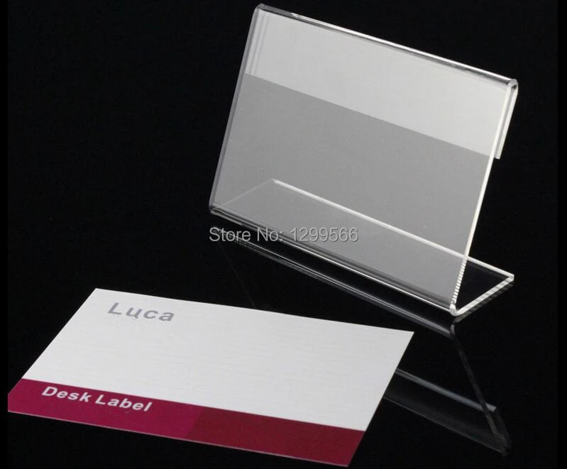20 Pcs 9x6cm Acrylic Sign Display Holder Label Price Name Card Tag Shop Stands