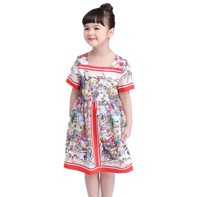 

2018 Spring autumn girls vintage castle flower dress high-end custom princess dress high quality hinese party clothes 17N1120