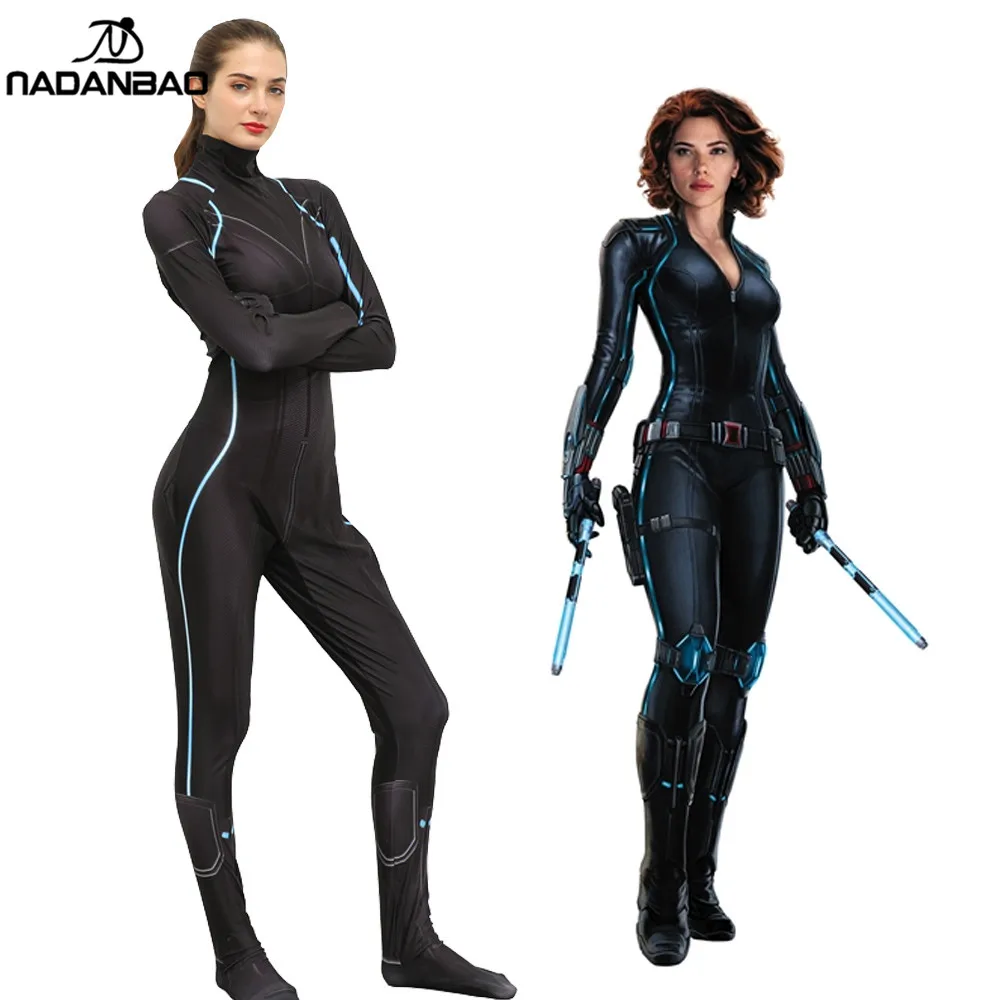 

NADANBAO Black Widow Costume Cosplay Superhero Jumpsuit Costumes Women Natalia Alianovna Romanova Adults Plus Size Bodysuit