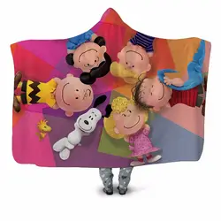 Милый мультфильм 3D принт плюшевый с капюшоном моющийся домашний офис одеяло для взрослых детская софа одеяло носимых флис пледы DIY одеяло